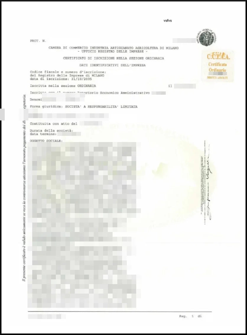 certificato camerale